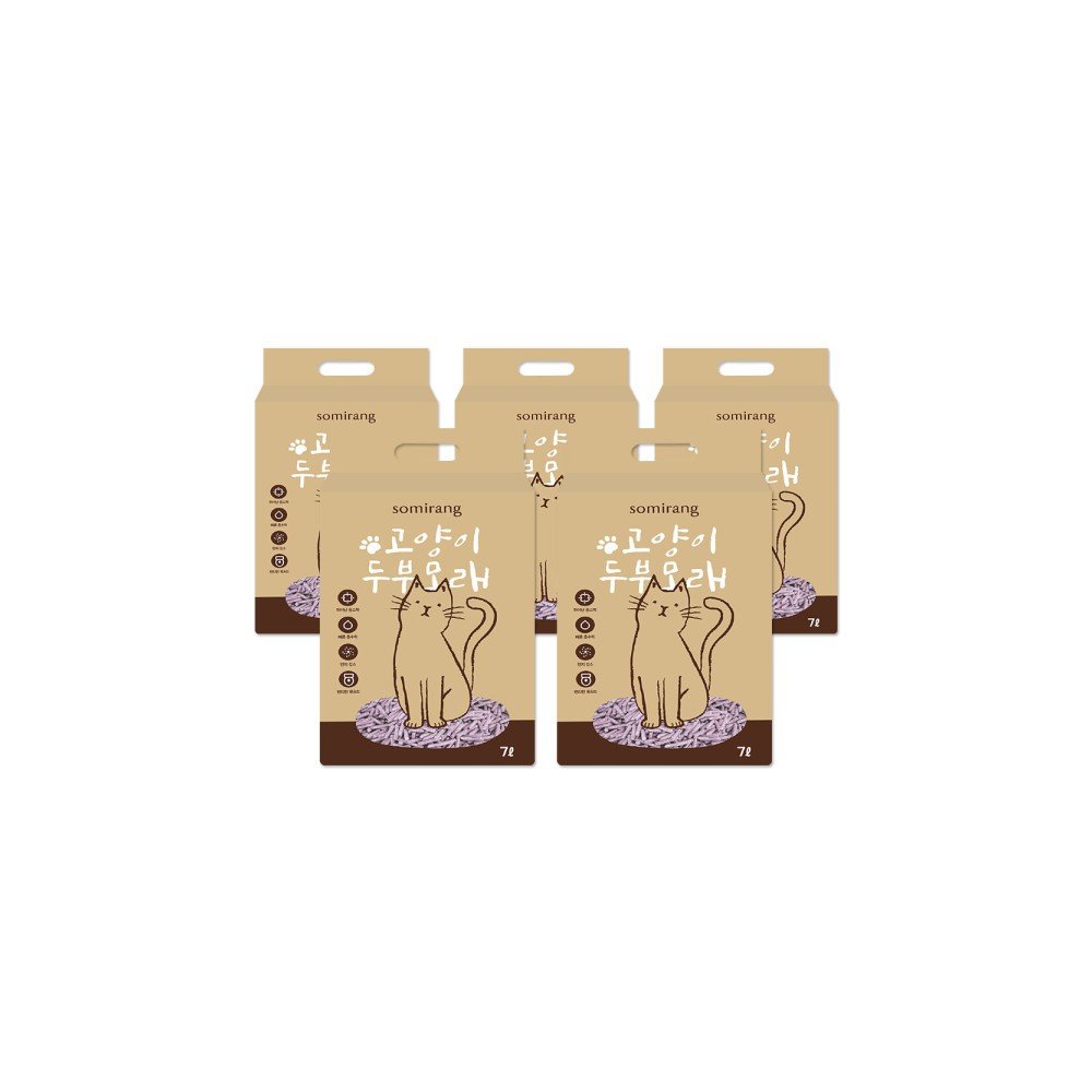 소미랑 고양이 두부모래 가는입자 라벤더향 7L 5팩