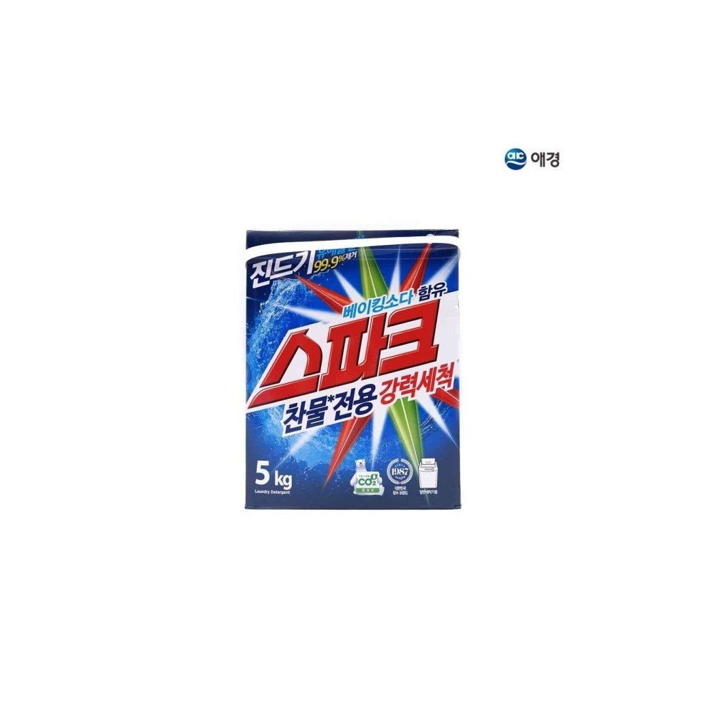 스파크 가루세제 5kg 일반용 종이박스 1EA/분말세제/가루세제/세탁세제/세탁용품/일반가루세제/대용량세제/