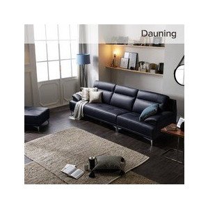 다우닝 디바인 3.5인 전체 천연가죽 소파+스툴 (색상:베이지)